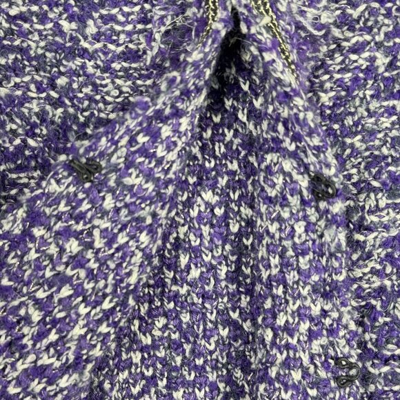 Chicos Purple Bouclé Tweed Cardigan Metallic Textured Knit Chic Coquette - Picture 6 of 8